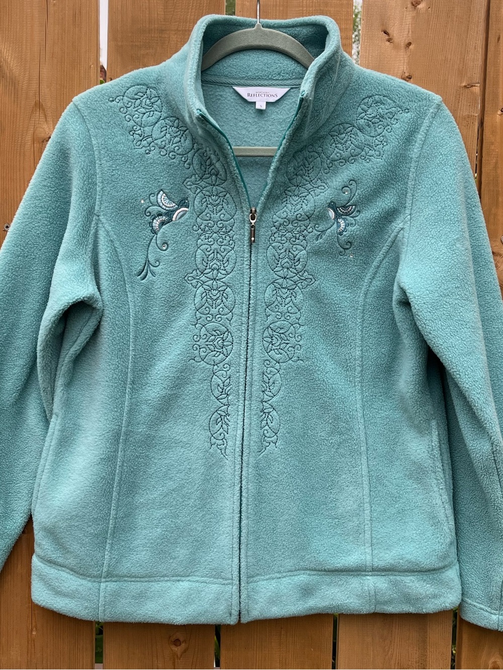 Northern Reflections Teal Embroidered Cozy Fleece Jacket